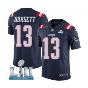 Youth Nike New England Patriots #13 Phillip Dorsett Limited Navy Blue Rush Vapor Untouchable Super Bowl LII NFL Jersey