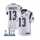 Youth Nike New England Patriots #13 Phillip Dorsett White Vapor Untouchable Limited Player Super Bowl LII NFL Jersey