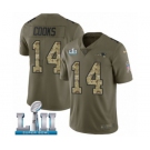 Youth Nike New England Patriots #14 Brandin Cooks Limited Olive-Camo 2017 Salute to Service Super Bowl LII NFL Jersey