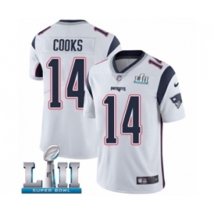 Youth Nike New England Patriots #14 Brandin Cooks White Vapor Untouchable Limited Player Super Bowl LII NFL Jersey