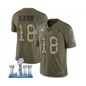 Youth Nike New England Patriots #18 Matthew Slater Limited Olive-Camo 2017 Salute to Service Super Bowl LII NFL Jersey
