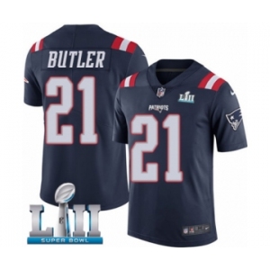 Youth Nike New England Patriots #21 Malcolm Butler Limited Navy Blue Rush Vapor Untouchable Super Bowl LII NFL Jersey