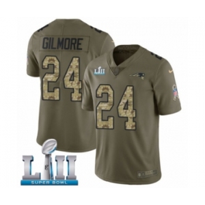 Youth Nike New England Patriots #24 Stephon Gilmore Limited Olive-Camo 2017 Salute to Service Super Bowl LII NFL Jersey