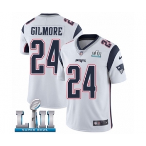 Youth Nike New England Patriots #24 Stephon Gilmore White Vapor Untouchable Limited Player Super Bowl LII NFL Jersey