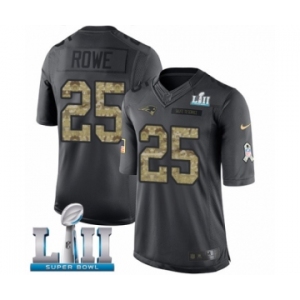 Youth Nike New England Patriots #25 Eric Rowe Limited Black 2016 Salute to Service Super Bowl LII NFL Jersey