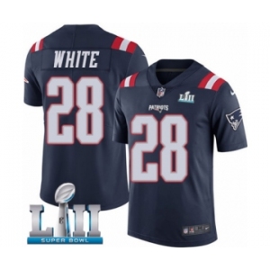 Youth Nike New England Patriots #28 James White Limited Navy Blue Rush Vapor Untouchable Super Bowl LII NFL Jersey