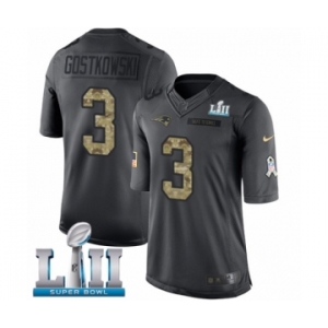 Youth Nike New England Patriots #3 Stephen Gostkowski Limited Black 2016 Salute to Service Super Bowl LII NFL Jersey