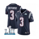 Youth Nike New England Patriots #3 Stephen Gostkowski Navy Blue Team Color Vapor Untouchable Limited Player Super Bowl LII NFL Jersey