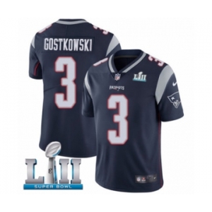 Youth Nike New England Patriots #3 Stephen Gostkowski Navy Blue Team Color Vapor Untouchable Limited Player Super Bowl LII NFL Jersey