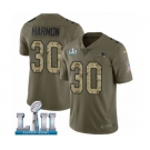 Youth Nike New England Patriots #30 Duron Harmon Limited Olive Camo 2017 Salute to Service Super Bowl LII NFL Jersey