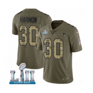 Youth Nike New England Patriots #30 Duron Harmon Limited Olive Camo 2017 Salute to Service Super Bowl LII NFL Jersey