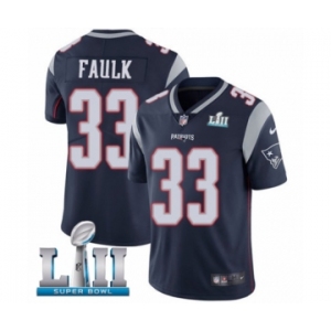 Youth Nike New England Patriots #33 Kevin Faulk Navy Blue Team Color Vapor Untouchable Limited Player Super Bowl LII NFL Jersey