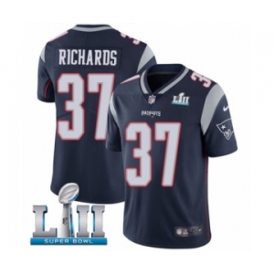 Youth Nike New England Patriots #37 Jordan Richards Navy Blue Team Color Vapor Untouchable Limited Player Super Bowl LII NFL Jersey