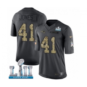 Youth Nike New England Patriots #41 Cyrus Jones Limited Black 2016 Salute to Service Super Bowl LII NFL Jersey