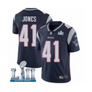 Youth Nike New England Patriots #41 Cyrus Jones Navy Blue Team Color Vapor Untouchable Limited Player Super Bowl LII NFL Jersey