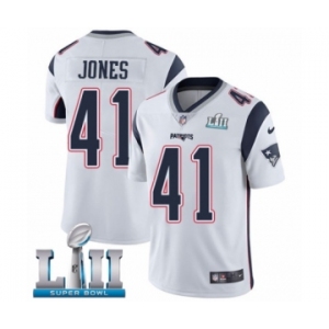 Youth Nike New England Patriots #41 Cyrus Jones White Vapor Untouchable Limited Player Super Bowl LII NFL Jersey