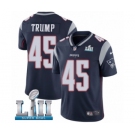 Youth Nike New England Patriots #45 Donald Trump Navy Blue Team Color Vapor Untouchable Limited Player Super Bowl LII NFL Jersey