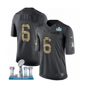 Youth Nike New England Patriots #6 Ryan Allen Limited Black 2016 Salute to Service Super Bowl LII NFL Jersey