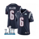 Youth Nike New England Patriots #6 Ryan Allen Navy Blue Team Color Vapor Untouchable Limited Player Super Bowl LII NFL Jersey