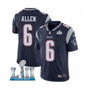 Youth Nike New England Patriots #6 Ryan Allen Navy Blue Team Color Vapor Untouchable Limited Player Super Bowl LII NFL Jersey