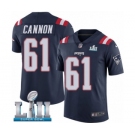 Youth Nike New England Patriots #61 Marcus Cannon Limited Navy Blue Rush Vapor Untouchable Super Bowl LII NFL Jersey