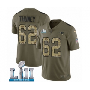Youth Nike New England Patriots #62 Joe Thuney Limited Olive-Camo 2017 Salute to Service Super Bowl LII NFL Jersey