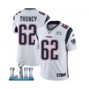 Youth Nike New England Patriots #62 Joe Thuney White Vapor Untouchable Limited Player Super Bowl LII NFL Jersey