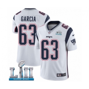 Youth Nike New England Patriots #63 Antonio Garcia White Vapor Untouchable Limited Player Super Bowl LII NFL Jersey