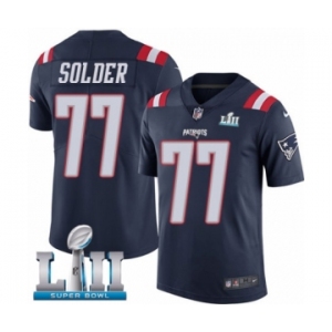 Youth Nike New England Patriots #77 Nate Solder Limited Navy Blue Rush Vapor Untouchable Super Bowl LII NFL Jersey