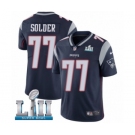 Youth Nike New England Patriots #77 Nate Solder Navy Blue Team Color Vapor Untouchable Limited Player Super Bowl LII NFL Jersey