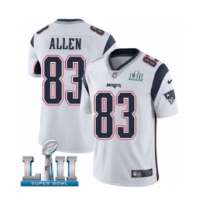 Youth Nike New England Patriots #83 Dwayne Allen White Vapor Untouchable Limited Player Super Bowl LII NFL Jersey