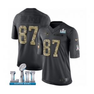 Youth Nike New England Patriots #87 Rob Gronkowski Limited Black 2016 Salute to Service Super Bowl LII NFL Jersey