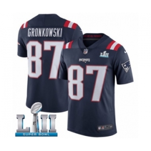 Youth Nike New England Patriots #87 Rob Gronkowski Limited Navy Blue Rush Vapor Untouchable Super Bowl LII NFL Jersey