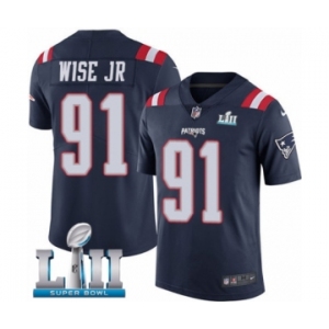 Youth Nike New England Patriots #91 Deatrich Wise Jr Limited Navy Blue Rush Vapor Untouchable Super Bowl LII NFL Jersey