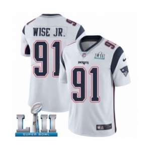 Youth Nike New England Patriots #91 Deatrich Wise Jr White Vapor Untouchable Limited Player Super Bowl LII NFL Jersey