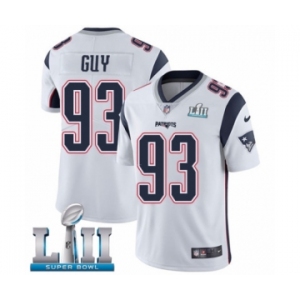 Youth Nike New England Patriots #93 Lawrence Guy White Vapor Untouchable Limited Player Super Bowl LII NFL Jersey