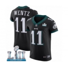 Men's Nike Philadelphia Eagles #11 Carson Wentz Black Vapor Untouchable Elite Player Super Bowl LII NFL Jersey