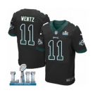 Men's Nike Philadelphia Eagles #11 Carson Wentz Elite Black Alternate Drift Fashion Super Bowl LII NFL Jersey