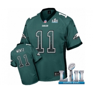 Men's Nike Philadelphia Eagles #11 Carson Wentz Elite Midnight Green Drift Fashion Super Bowl LII NFL Jersey