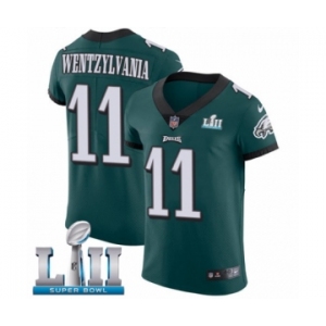 Men's Nike Philadelphia Eagles #11 Carson Wentz Elite Midnight Green Team Color Wentzylvania Super Bowl LII NFL Jersey