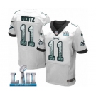 Men's Nike Philadelphia Eagles #11 Carson Wentz Elite White Road Drift Fashion Super Bowl LII NFL Jersey