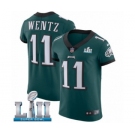 Men's Nike Philadelphia Eagles #11 Carson Wentz Midnight Green Team Color Vapor Untouchable Elite Player Super Bowl LII NFL Jersey