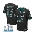 Men's Nike Philadelphia Eagles #17 Alshon Jeffery Elite Black Alternate Drift Fashion Super Bowl LII NFL Jersey