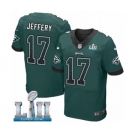 Men's Nike Philadelphia Eagles #17 Alshon Jeffery Elite Midnight Green Home Drift Fashion Super Bowl LII NFL Jersey