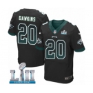 Men's Nike Philadelphia Eagles #20 Brian Dawkins Elite Black Alternate Drift Fashion Super Bowl LII NFL Jersey