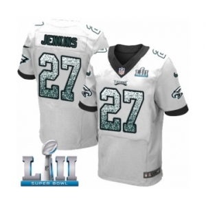Men's Nike Philadelphia Eagles #27 Malcolm Jenkins Elite White Road Drift Fashion Super Bowl LII NFL Jersey
