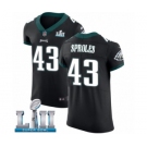 Men's Nike Philadelphia Eagles #43 Darren Sproles Black Vapor Untouchable Elite Player Super Bowl LII NFL Jersey