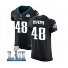 Men's Nike Philadelphia Eagles #48 Wes Hopkins Black Vapor Untouchable Elite Player Super Bowl LII NFL Jersey