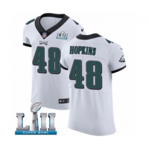 Men's Nike Philadelphia Eagles #48 Wes Hopkins White Vapor Untouchable Elite Player Super Bowl LII NFL Jersey