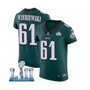 Men's Nike Philadelphia Eagles #61 Stefen Wisniewski Midnight Green Team Color Vapor Untouchable Elite Player Super Bowl LII NFL Jersey